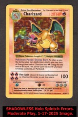 Charizard - 4/102 - Holo Rare - SHADOWLESS HOLO-SHIFT & SPLOTCH ERRORS